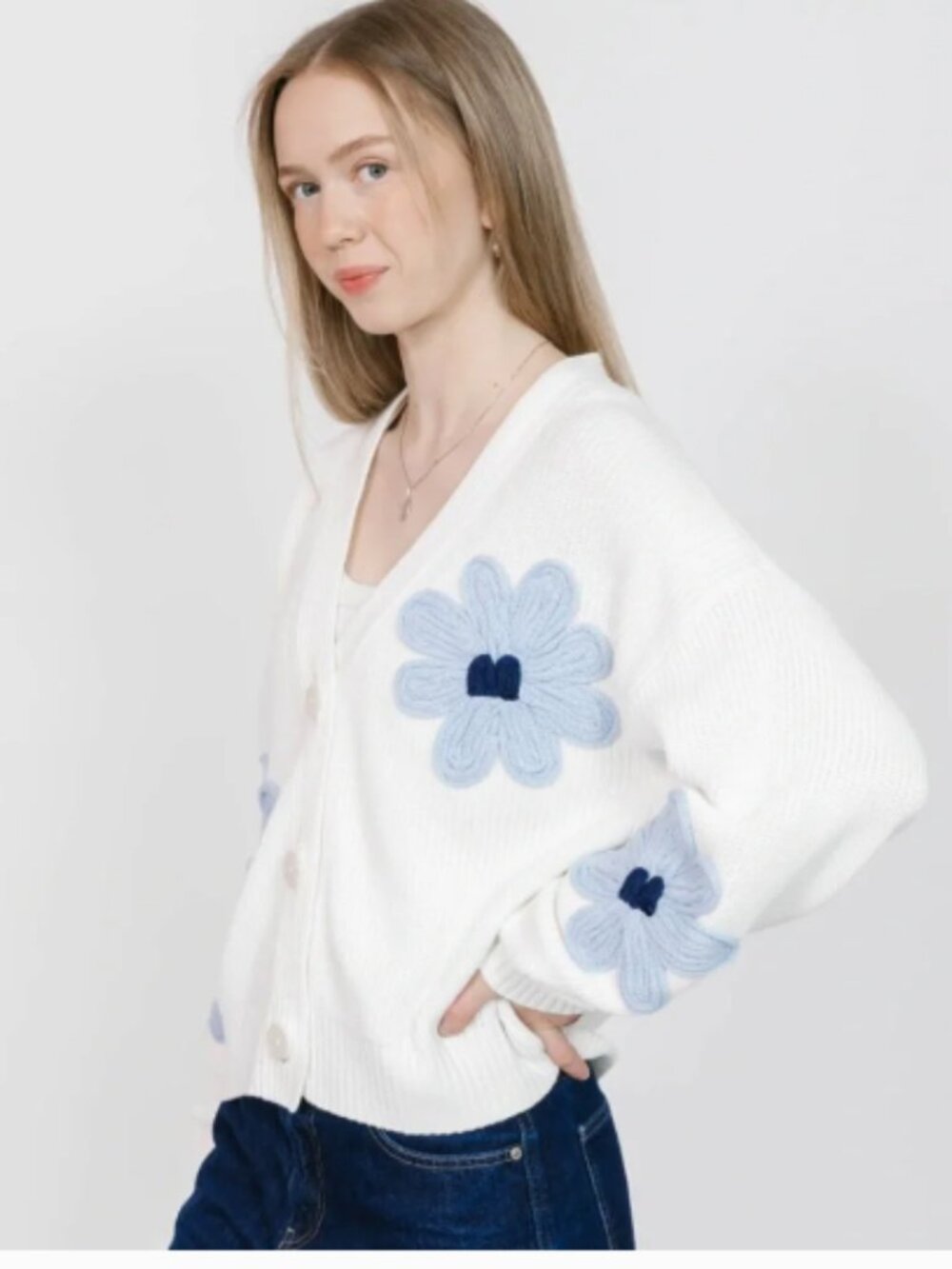 Smash + Tess Cardigan Daisy White & Blue Size 3XL - 4XL NWT! - Picture 2 of 16